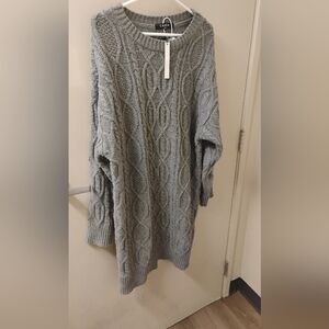NWT Caara Womens Chunky Long Sleeve Gray Sweater Dress Sz XS